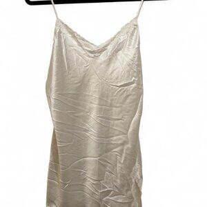 Vintage Women's Y2K White Cream Victoria's Secret Bridal Lace Trim Slip Sz L